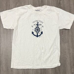 Gildan White Tee with Blue Anchor Design